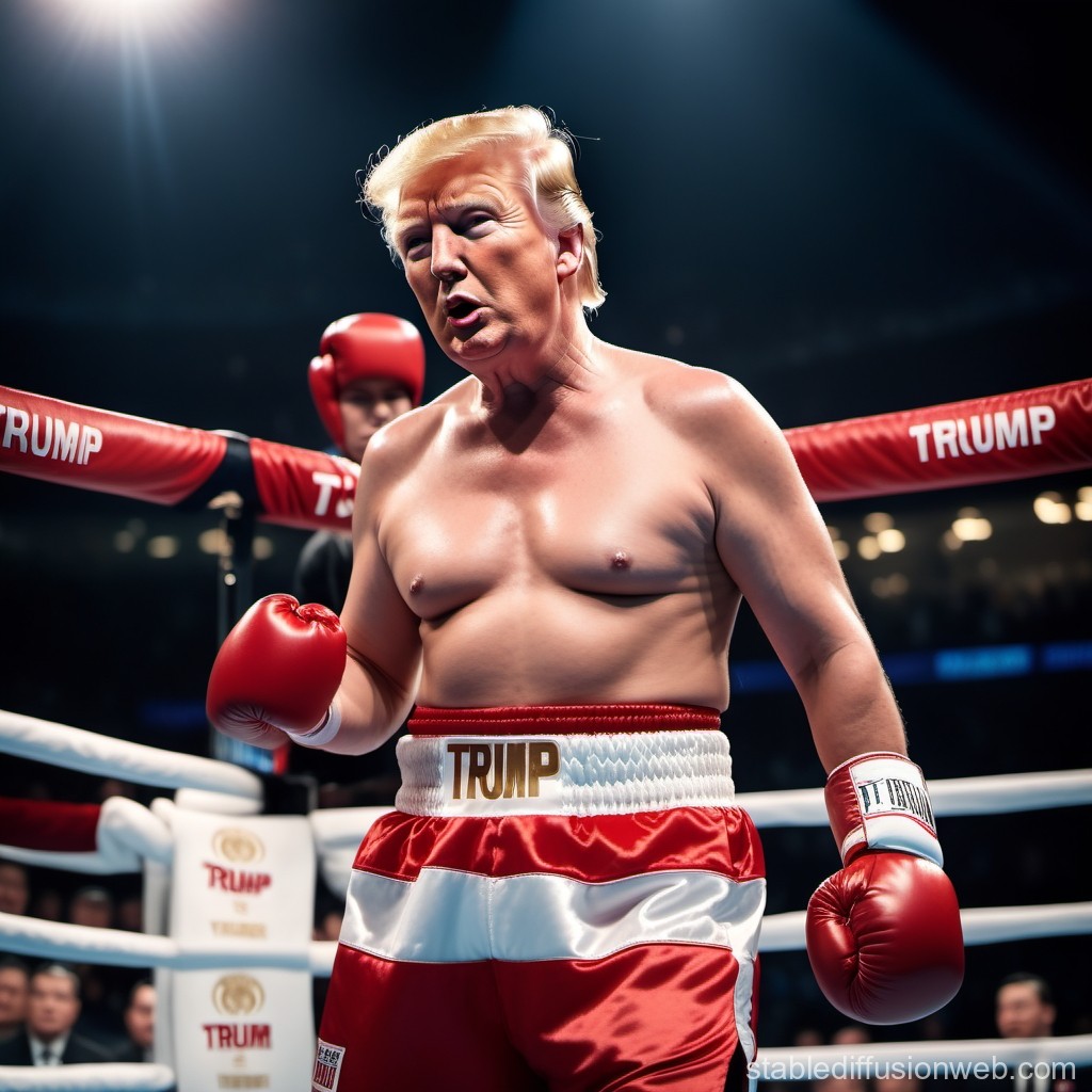 Trump in a boxing ring looking kinda buff